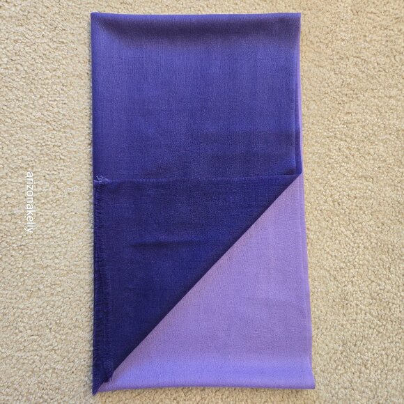 Wool/Cashmere Ombre Gradient Blue Scarf - Picture 6 of 8